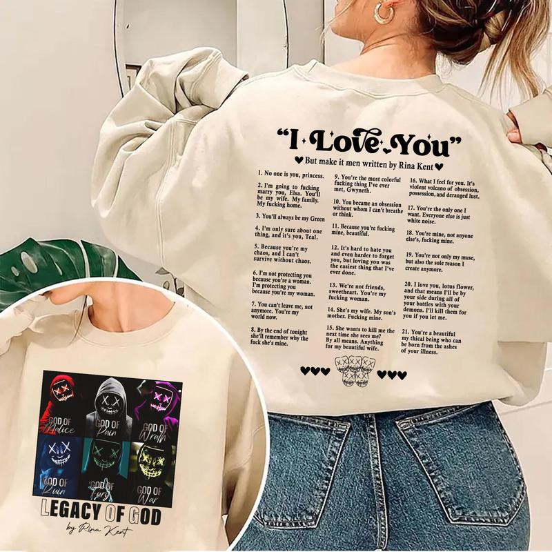 Legacy of Gods Book Quotes 2 Sides Sweatshirt, Legacy of Gods Heathens, Rina Kent Merch, Dark Romance Shirt, Bookish Merch, Unisex T-Shirt, Sweatshirt