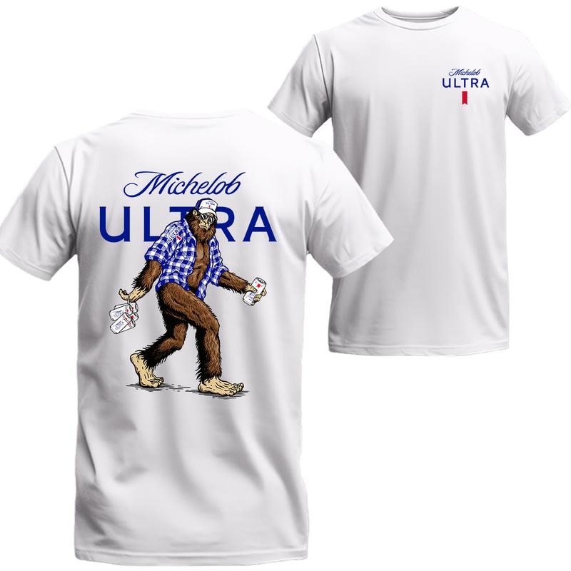 Bigfoot Michelob Ultra T-shirt, 2 Sided Graphic Michelob Shirt, Menswear Top Underwear Tshirt Streetwear