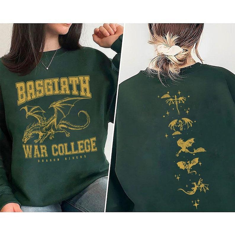 Fourth Wing Double-Sided Sweatshirt, Basgiath War College Shirt, Fourth Wing Shirt, Bookish Dragon Rider Shirt, Book Lover T-Shirt, Bookish Merch, Boo