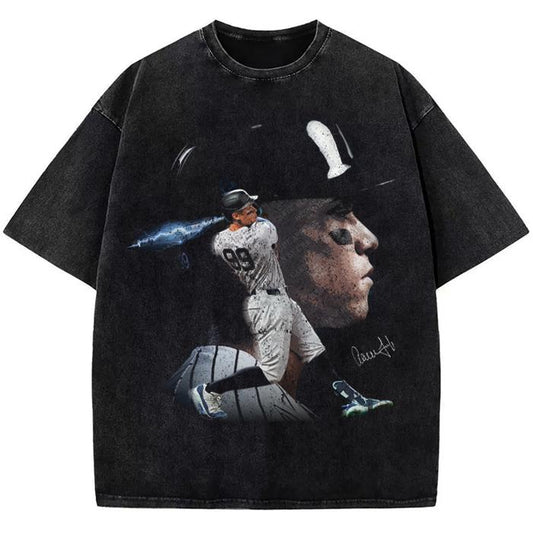 Aaron Judge New York Custom Comic Style Baseball Custom Graphic T-Shirt Crewneck Cotton Menswear Top