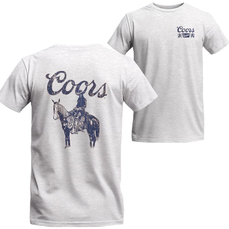 Coors Cowboy Print Front and Back Print T-Shirt, Gifts for Him, Unisex T-shirt For Men, For Women, Best choice