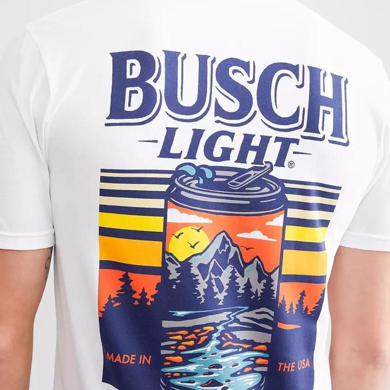 Busch Light - Busch Light Can 2-sided T-shirt, Casual Graphic Round Neck T-shirt for Summer, Fashion Top for Daily Wear,  For Men, For Women