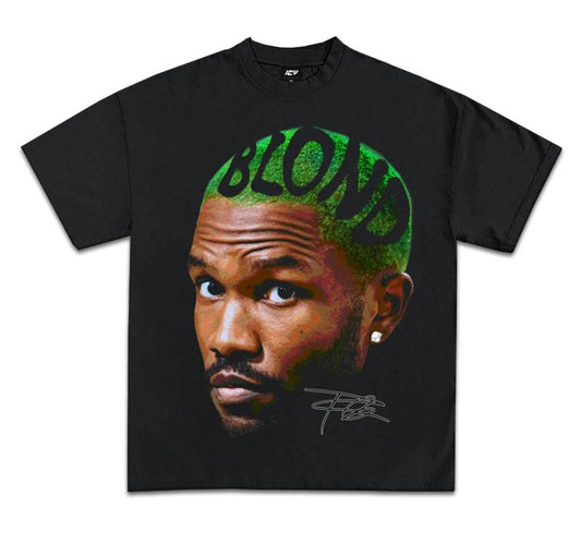 Big Face Frankkk Green Hair Tee, Blond Graphic T-Shirt