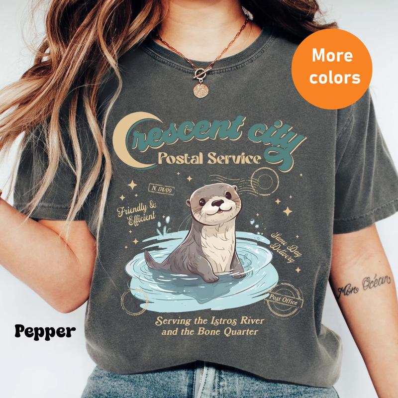 Crescent City Postal Service Shirt - Featuring Bryce Quinlan & Ruhn Danaan, Otter Service Shirt, Gift for Him, Gift for Her, Crew Neck, Trending T-shi