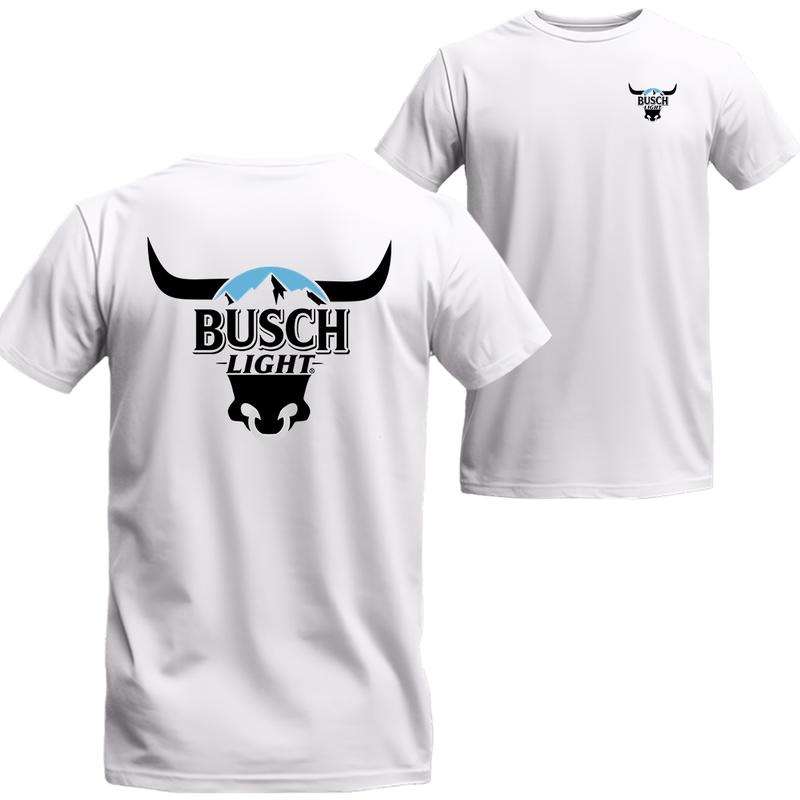 Busch Rodeo Bull Horns Shirt Double Sides Graphic T-shirt, Busch Short Sleeve Tee Shirt, Beer Shirt Viral, Menswear Top Underwear Streetwear