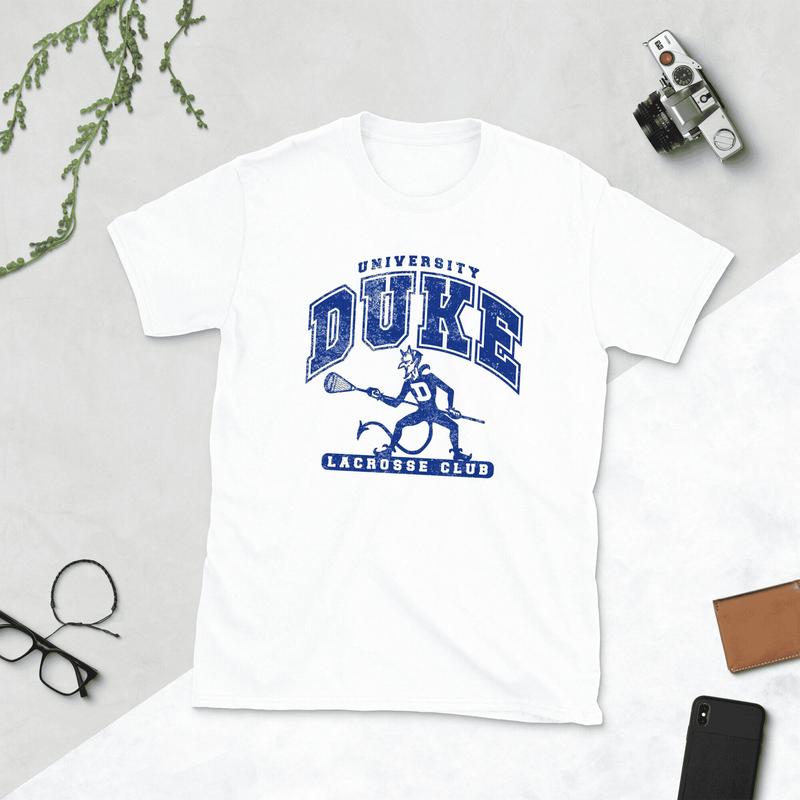 Duke Lacrosse Vintage Unisex - T-Shirt Lax Rare Retro University Team Ncaa Pll Nll League Men's Woman's Blue Devils Stylish T-Shirts, Unisex Cotton Gr