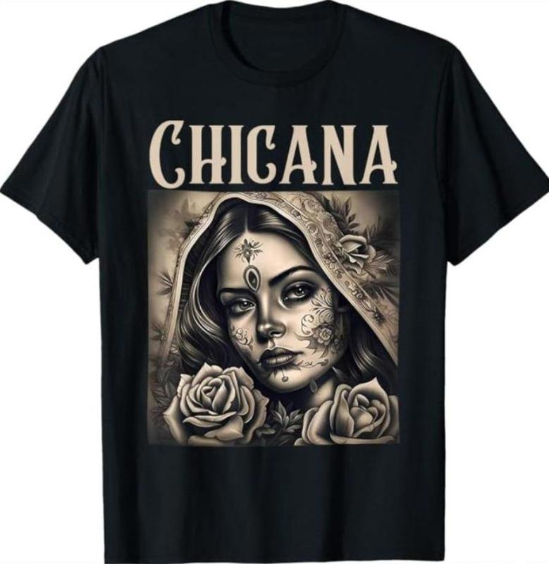 Chicana Chola Style Lowrider Clothes Mexican American Latina T-Shirt for Women - Streetwear, Gamis