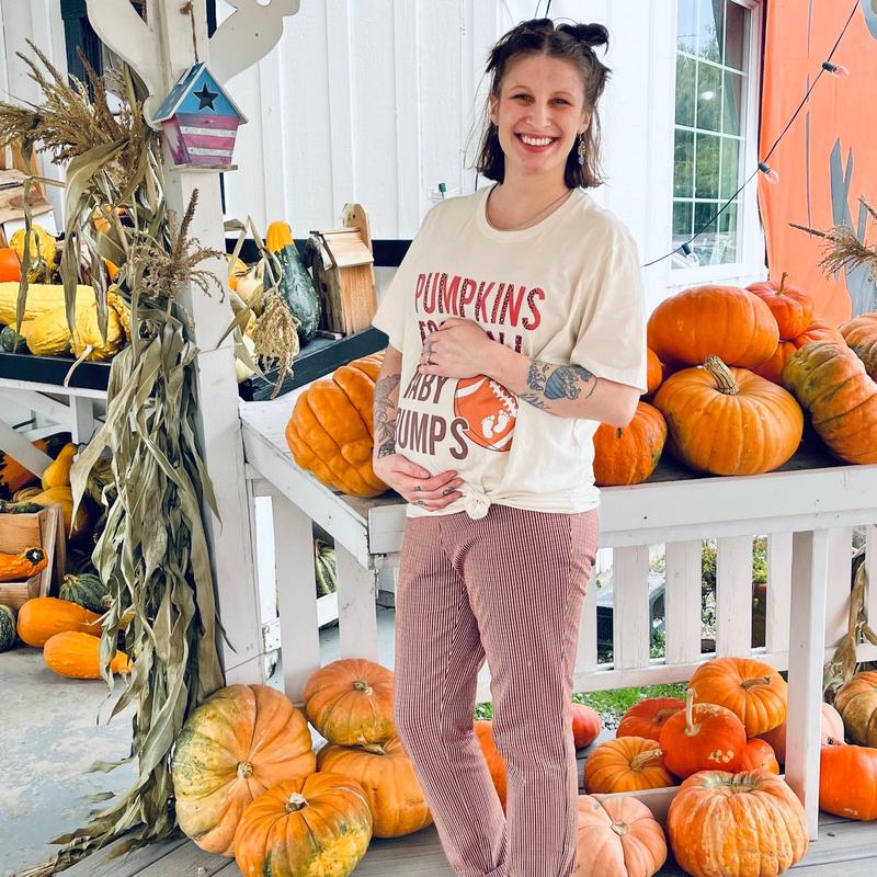 Football Pregnancy Announcement Shirt Fall Baby Reveal TShirt Thanksgiving Pregnancy Reveal Tee Fall Maternity t-shirt Gift for Expecting