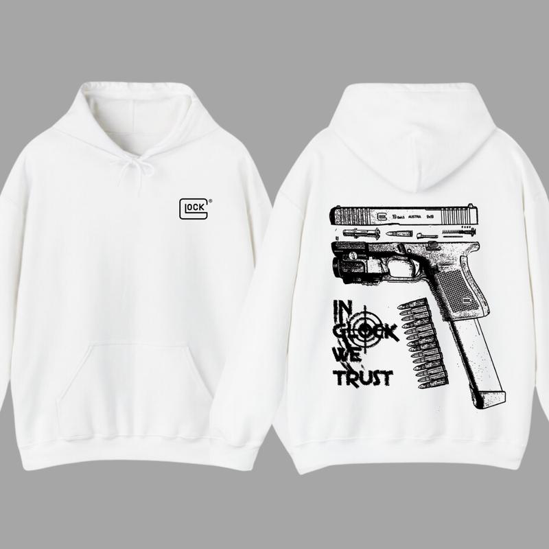 In GLock We Trust Hoodie - Glock Hoodie - Full Color Double Sided - Men's & Women's Classic Fit Long Sleeve Hoodie - Menswear unisex hoodie