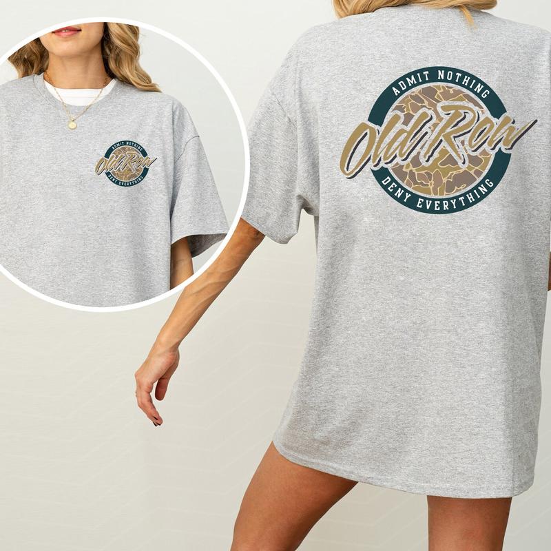 Vintage 80s Old Row Camo Shirt 2-Sided, Old Row Circle Logo Printed Tee, Retro OldRow T-shirt, Hunting Tee, Summer Drink Tee, Drinking Tshirt, Soft Co