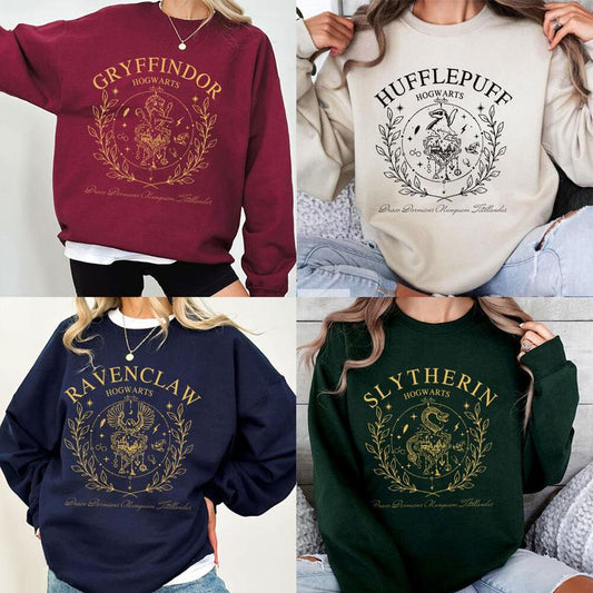 Wizard Harry Potter Hogwarts Houses Sweatshirt, Bookie Shirt, Fantasy Wizard Shirt, Christmas Gift For Family