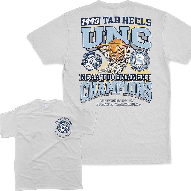 University Of North Carolina Tournament Heels 1993 champions UNC college 2 sided T-shirt, UnisexTshirt, For Men