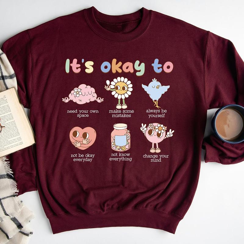 Retro It's Okay To Make Some Mistakes Sweatshirt, Hippie Motivational Sweater, Mental Health Matters Shirt, Special Education Teacher T-Shirt