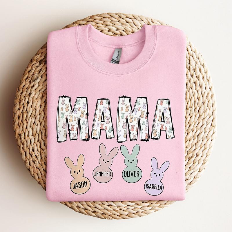 Custom Easter Mama Sweatshirt With Kids Names, Mama Easter Sweater, Mom Easter Shirt, Cute Easter Shirt, Mamas Bunnies Shirt, Easter Gift