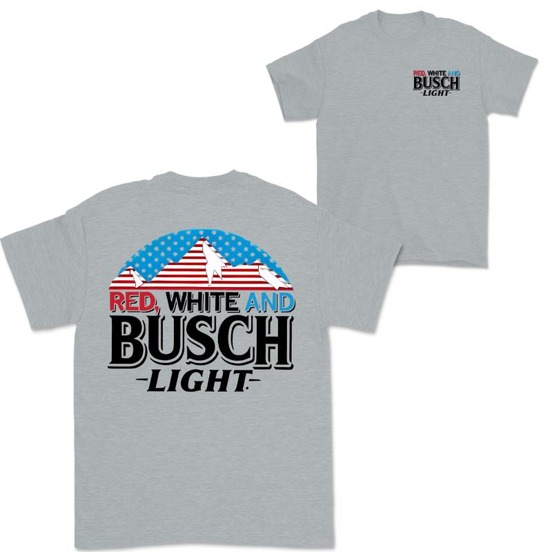 Red, White And Busch Light 2 Sided Tshirt, Busch Light Tshirt Full Color For Men And Women Tshirt, Busch Light Beer Tshirt