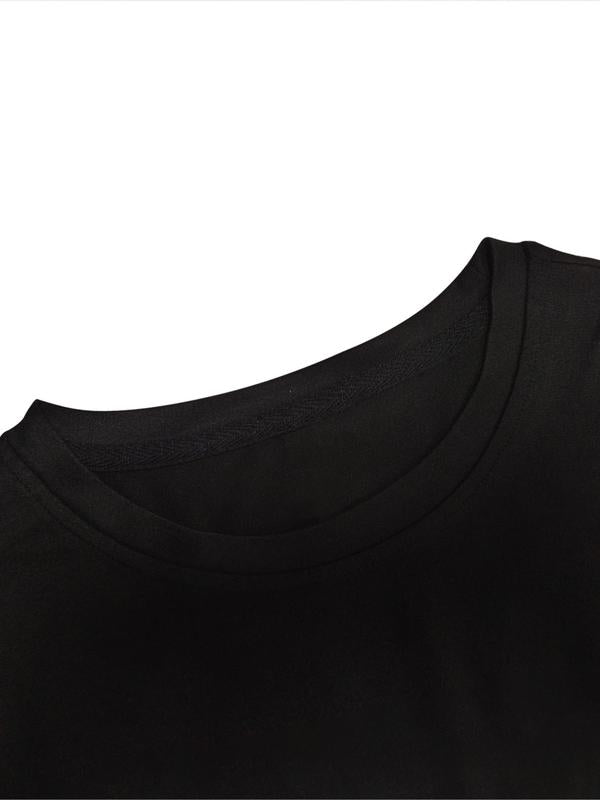 Men's Heart & Letter Print Round Neck Tee, Summer Clothes, Regular Fit Casual Short Sleeve Graphic T-shirt for Summer, Fashion Men's Top for Daily Wea