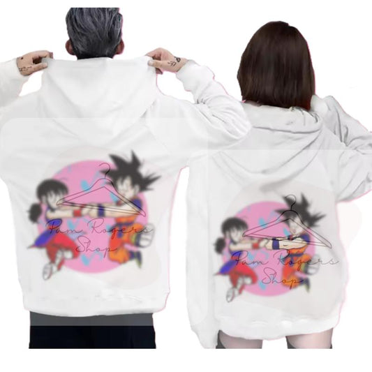 Gokuuu & Chichi Hoodie, Dragon Balll Super Couple Sweatshirt, Romantic Anime Matching Outfit, Cozy Anime Lover Hoodie Gift, Unisex Couple Apparel