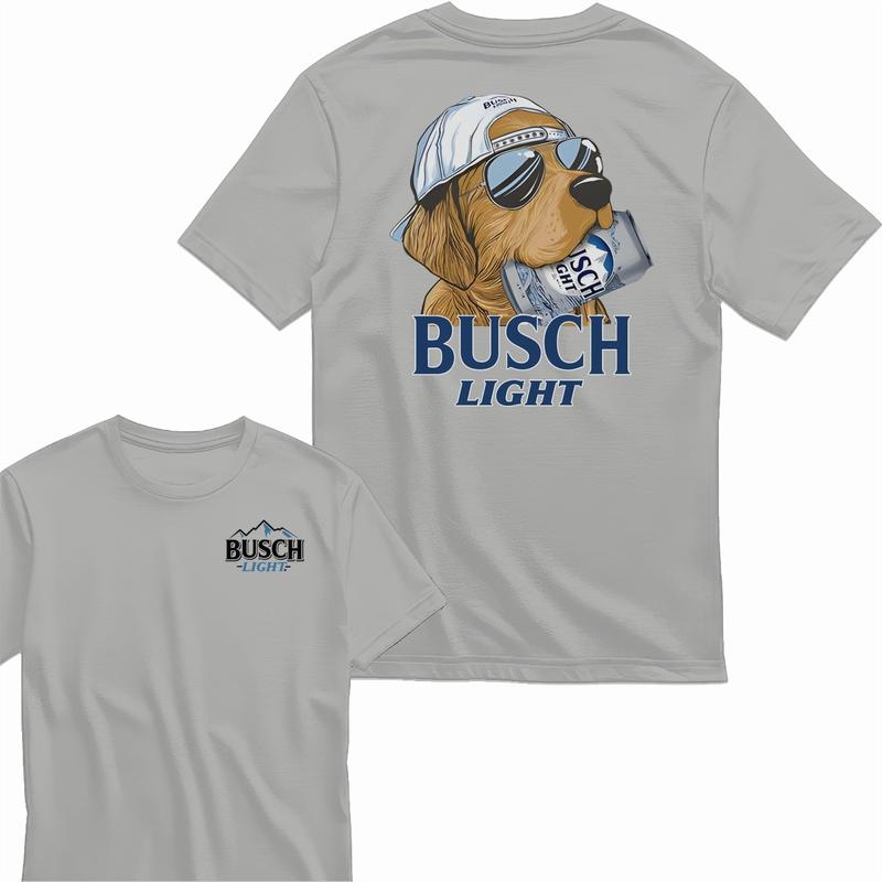 Busch Light Hunting Dog 2 Sided Cotton T-shirt for Men and Women, Tshirt Streetwear Breathable Crewneck