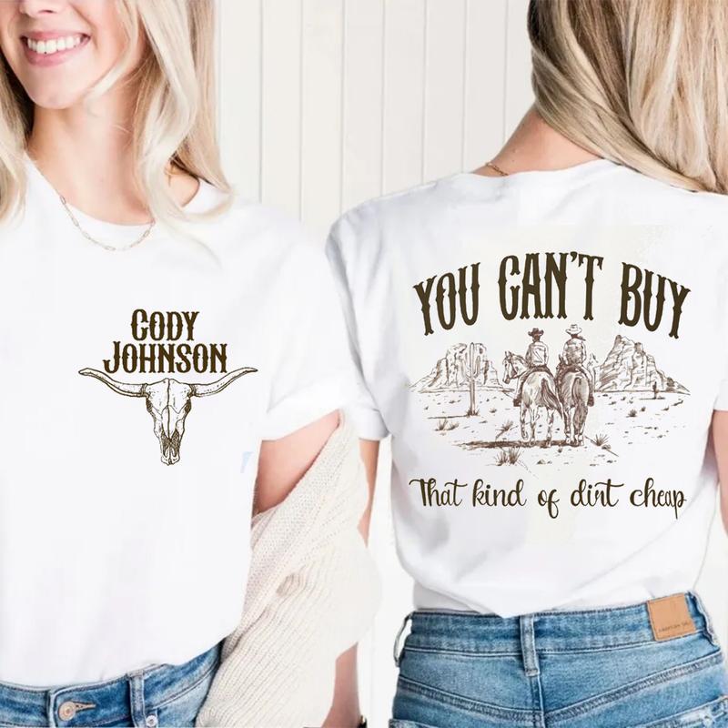 C0dy J0hnson Bullhead 2 Sides T Shirt, Country Music Top, Concert Outfit Merch, Unisex Short Sleeve Tee Shirt, Casual Clothing