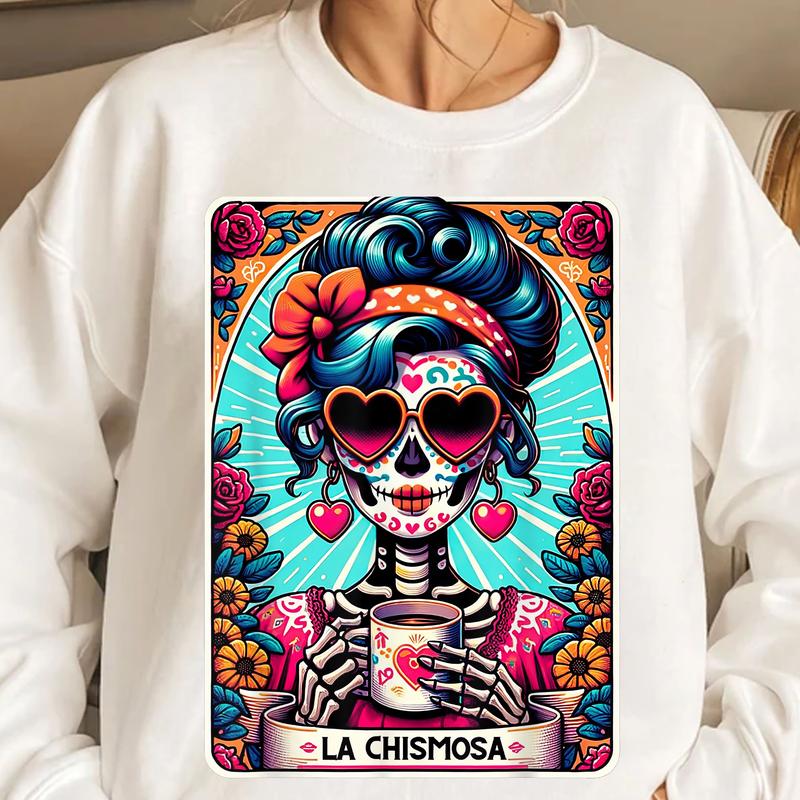 La Chismosa Tarot Card Mexican Chisme , Latina Skeleton T-Shirt