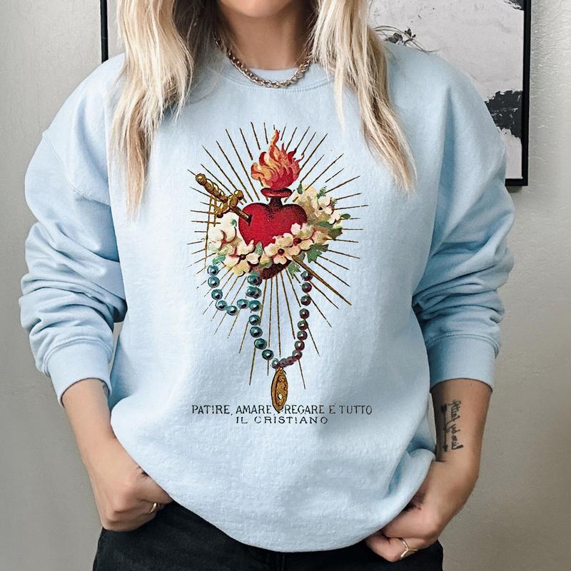 Sacred Heart - Shirt or Sweatshirt, Blessed Heart, Pink Sweatshirt