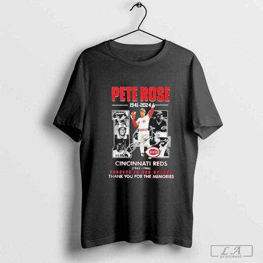 Pete Rose 1941-2024 Cincinnati Reds 1963-1986 Forever In Our Hearts Thank You For The Memories Signature Unisex T Shirt