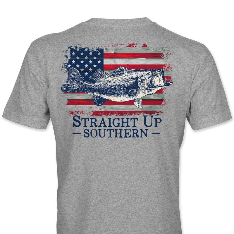 Bass America - Largemouth Bass and American Flag T-Shirt