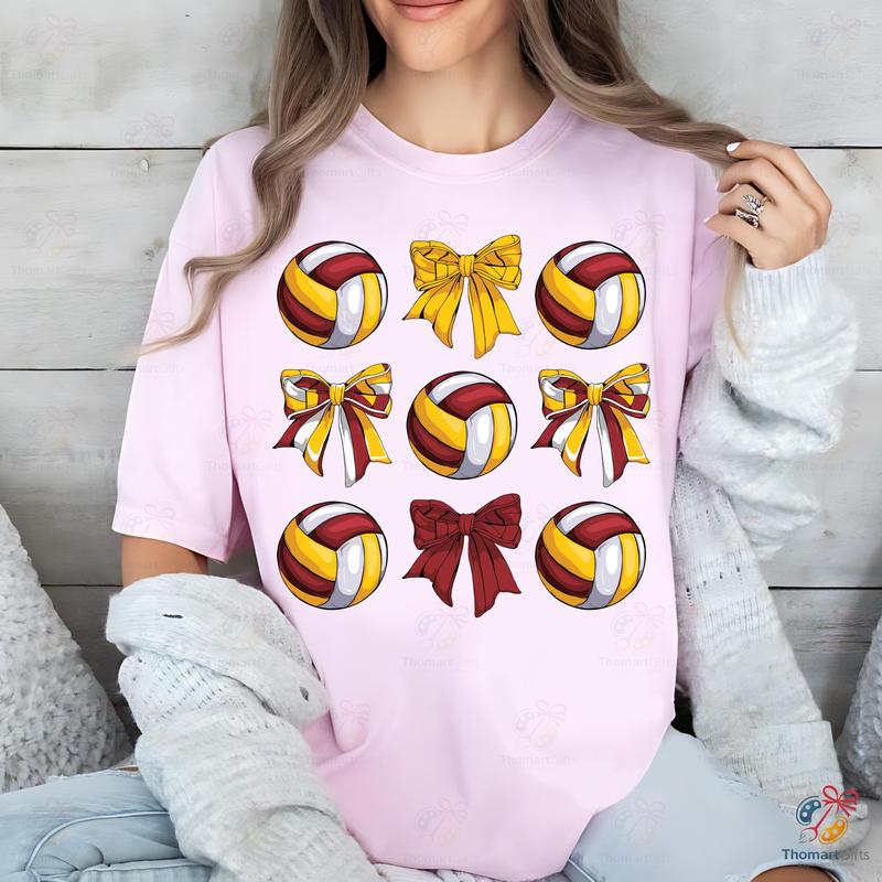 Coquette Volleyball Bow Shirt Bundle, Cute Volleyball Girly Bow Tee, Volleyball Mom