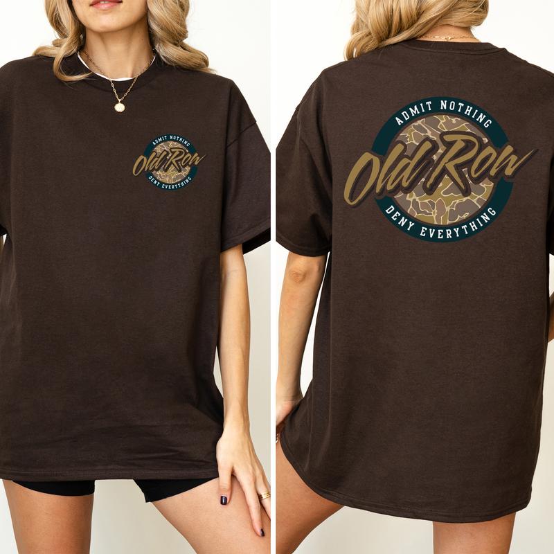 Vintage 80s Old Row Camo Shirt 2-Sided, Old Row Circle Logo Printed Tee, Retro OldRow T-shirt, Hunting Tee, Summer Drink Tee, Drinking Tshirt, Soft Co