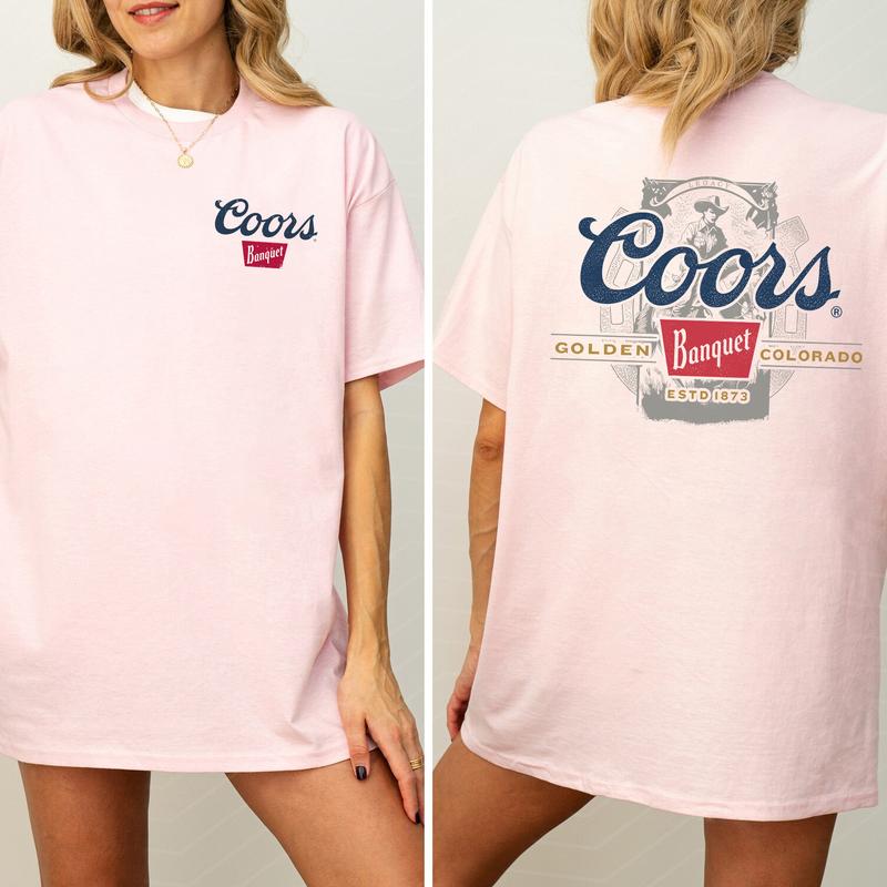 Coors Banquet Beer 2-Sided Shirt for Men and Women, Beer Drinking Tshirt, Country Girl Tee, Wild West Graphic Top, Cotton Fabric Casual Womenswear