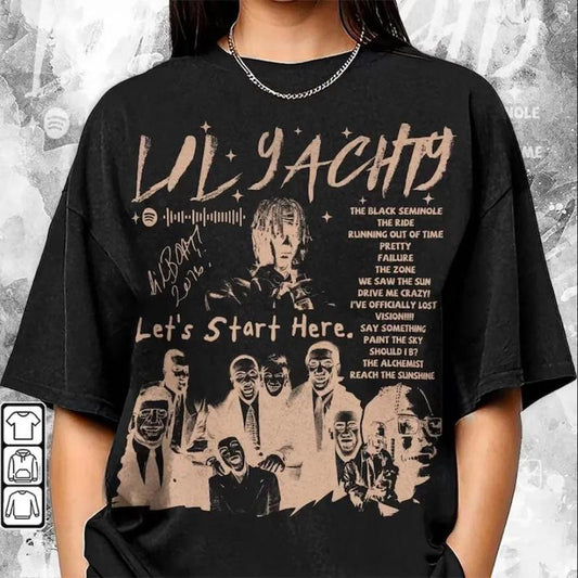 Lil Yachty Let's Start Here Album 90S Rap Music Shirt Bootleg Rapper Vintage Tee Black Cotton T-shirt