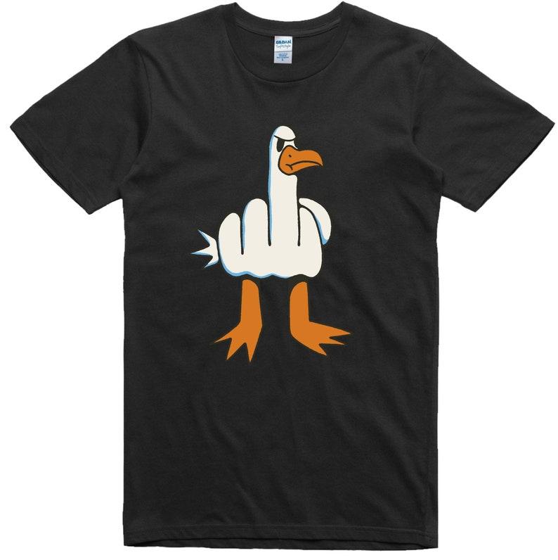 Men's Funny T-Shirt Rude Seagull Cotton Unisex T-Shirt  Menswear Streetwear Tshirt