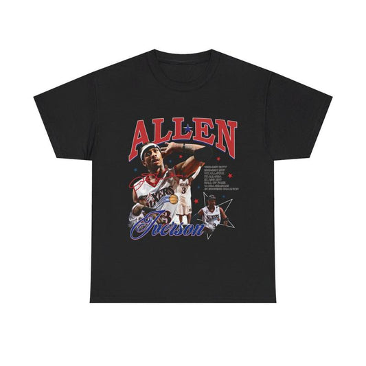 Allen Iverson Vintage T-shirt Heavy Cotton Tee Basketball Streetwear AI Allen Iverson Casual Classic Menswear Retro Top Comfy Day Graphic Smooth Tshir