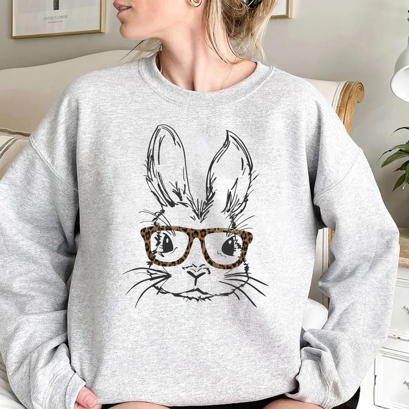 Easter Bunny With Glasses Sweatshirt, Hoodie, T-shirt, Easter Shirt, Cute Easter Gifts, Easter Bunny Shirt