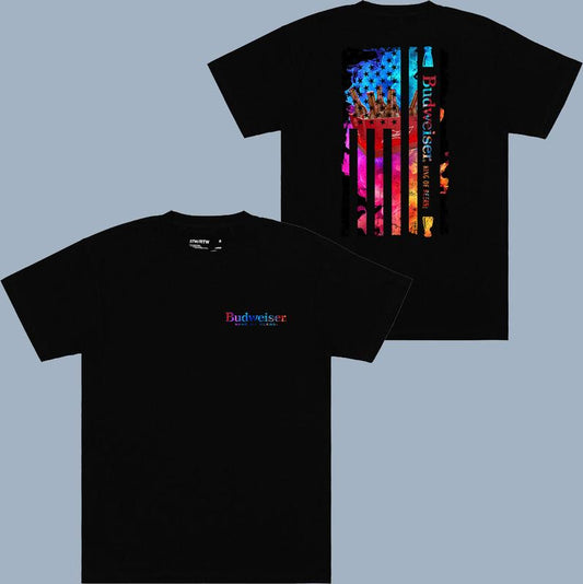 Budweiser King Of Beer Logo Flag Color Vintage T-shirt - 2 Side - Fit For All - Athleisure Wear - Full Color Range - All-inclusive Styles - Choose You