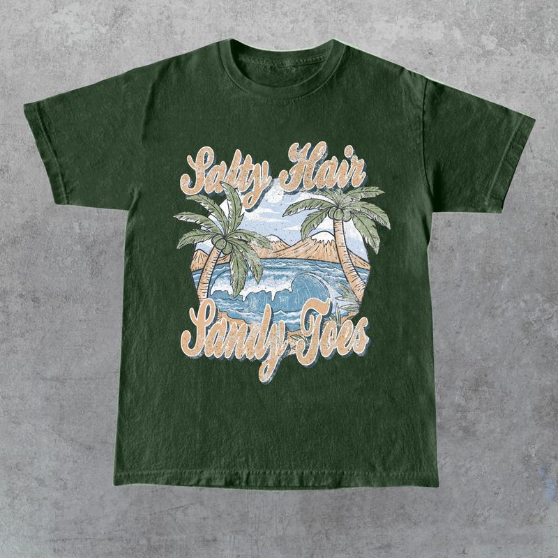 Retro Beach Surfer Graphic T-Shirt, Vintage Salty Hairs Shirt, Surfer Tee, Beach Life Shirt, 90s Beach Surf Shirt,  Unisex Tee