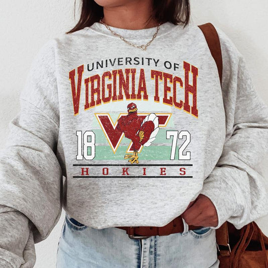 Virginia Tech Hokies Vintage College NCAA Sweatshirt, Vintage Football Sweatshirt NCAA, Classic Sport Sweatshirt, Gifts For Football Fan Sport
