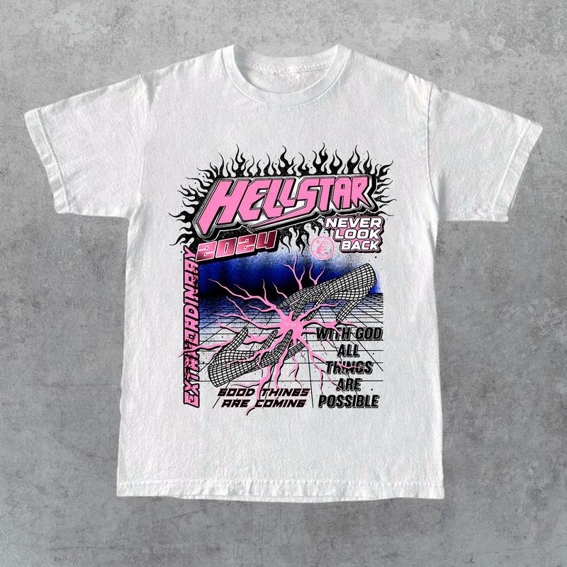 Hellstar-2024 New Large Print Pattern Design Cotton T-Shirt, Gift for Her, Gift for Him, Gift for Friend Christmas Menswear