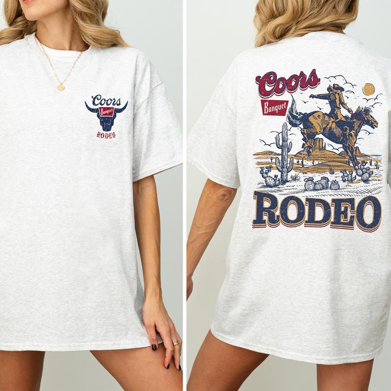 Coors Rodeo Vintage Graphic 2 Sided Shirt, Retro Rodeo T-Shirt, Wild Rodeo Yee Haw Cowboy T-shirt, Cowgirl Comfort Clothing, Cotton Fabric Tshirt, Pri