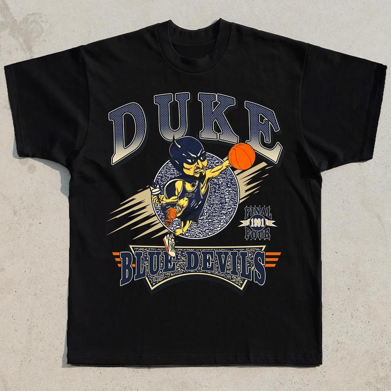 Duke Blue Devils Final Four NCAA 1991 T-Shirt Cotton Short-sleeve Retro Streetwear Tshirt Menswear Top
