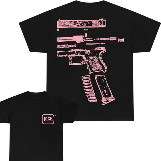 IN GLOCK WE TRUST 2 side T-shirt,Design Light Pink, T-shirt For Men, GIft For Men,Full color, Menswear Top