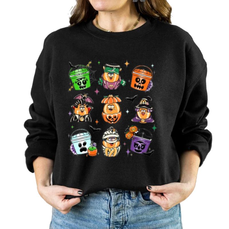 Spooky Nuggets Meal Bucket Halloween Sweatshirt Unisex Classic Collar Printed