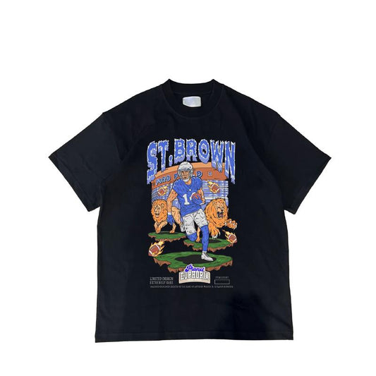 Amon Ra St.Brown Planet Euphoria Football T-Shirt Cotton Short-sleeve Retro Streetwear Tshirt Menswear Top Shortsleeve Underwear