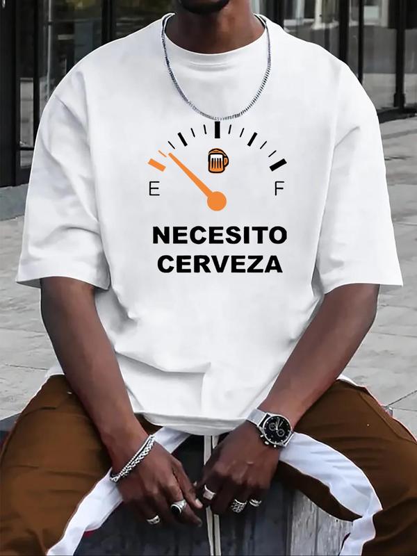 Men's Cartoon & Letter Print Round Neck Tee, Regular Fit Casual Streetwear Short Sleeve T-shirt, Graphic Tees,Â Men's Summer Top for Daily Wear Back To