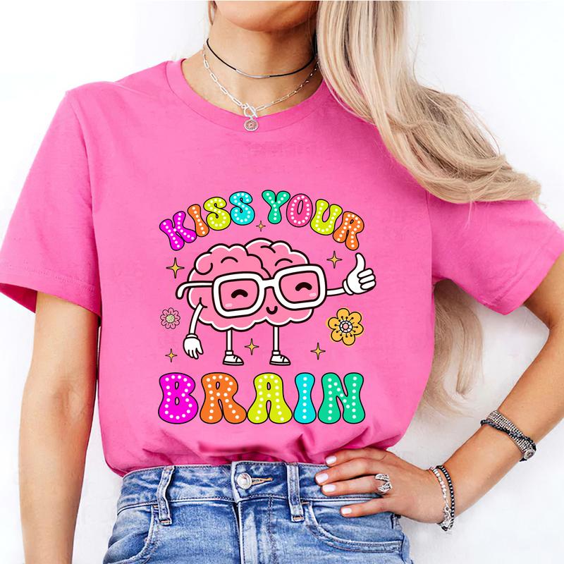 Kiss Your Brain Teacher Comfort Colors Shirt, Dalmatian Dots Teacher Shirt, Brain Teacher Tee, Teacher Appreciation, Retro Teacher Shirt, SPED Teacher