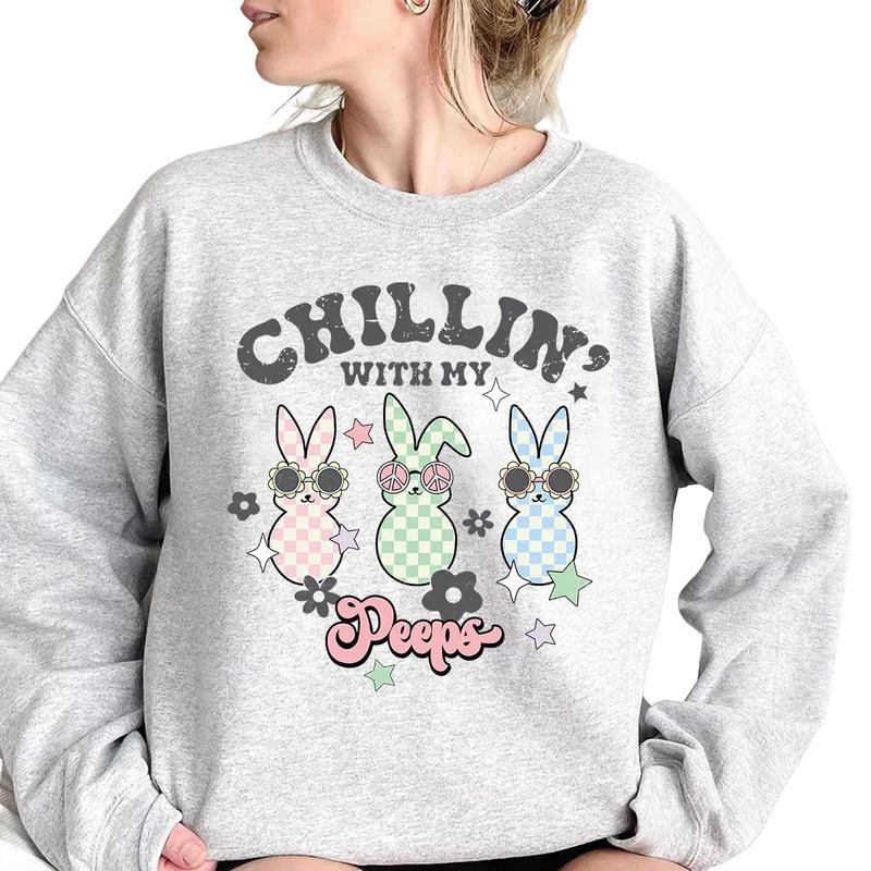 Easter Chillin' With My Peeps Sweatshirt, Hoodie, T-shirt, Easter Shirt, Cute Easter Gifts, Peeps Shirt