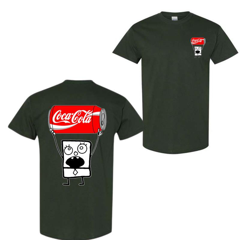 Coca Cola Doodlebob T-shirt, Doodlebob Shirt, Coca Cola Shirt, Double Sided Graphic Printed Unisex Classic Comfort Cotton T-Shirts for Men and for Wom