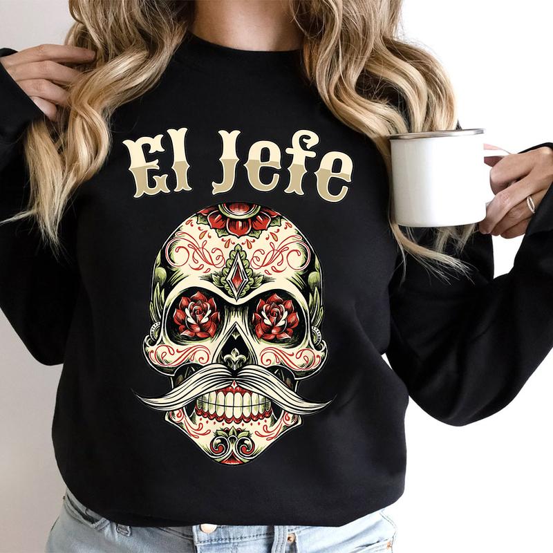El Jefe Sugar Skull Men Dia De Los Muertos El Jefe T-Shirt