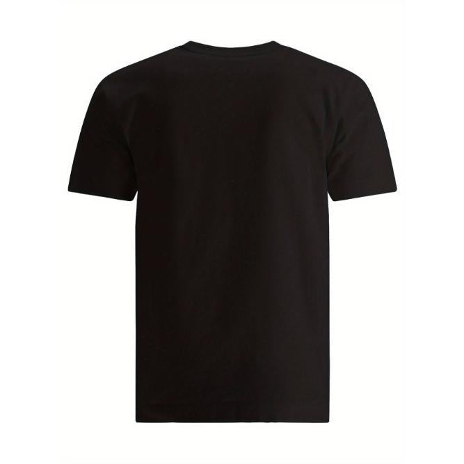 Wolf Silhouette Print Crew Neck T-shirt For Summer, Men's Soft Short Sleeve Top, Stylish Comfy Tee For Casual Wear Made in USA