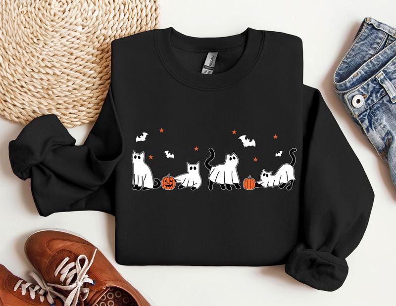 Halloween shirt, Cat shirt, Ghost Shirt, Halloween shirt, Halloween Cat Shirt, Cat Lover Shirt, Black Cat Shirt, Spooky Season